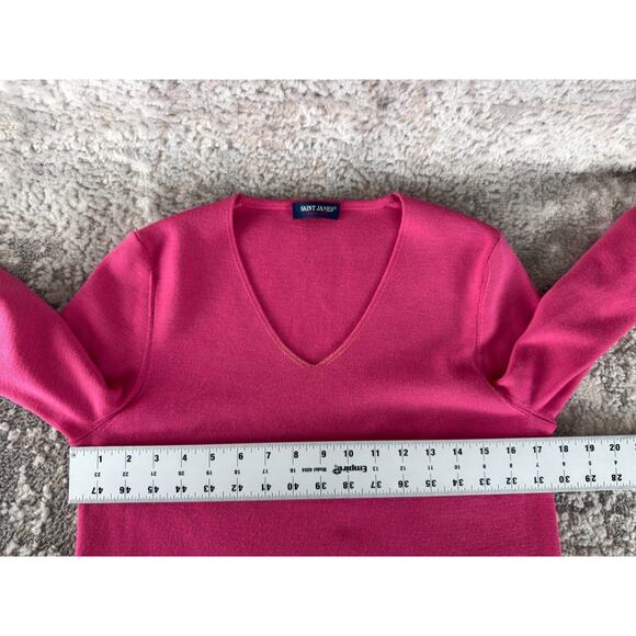 Saint James Size 8 Wool V Neck Minimalist Top Pink Long Sleeve Casual - Picture 5 of 10